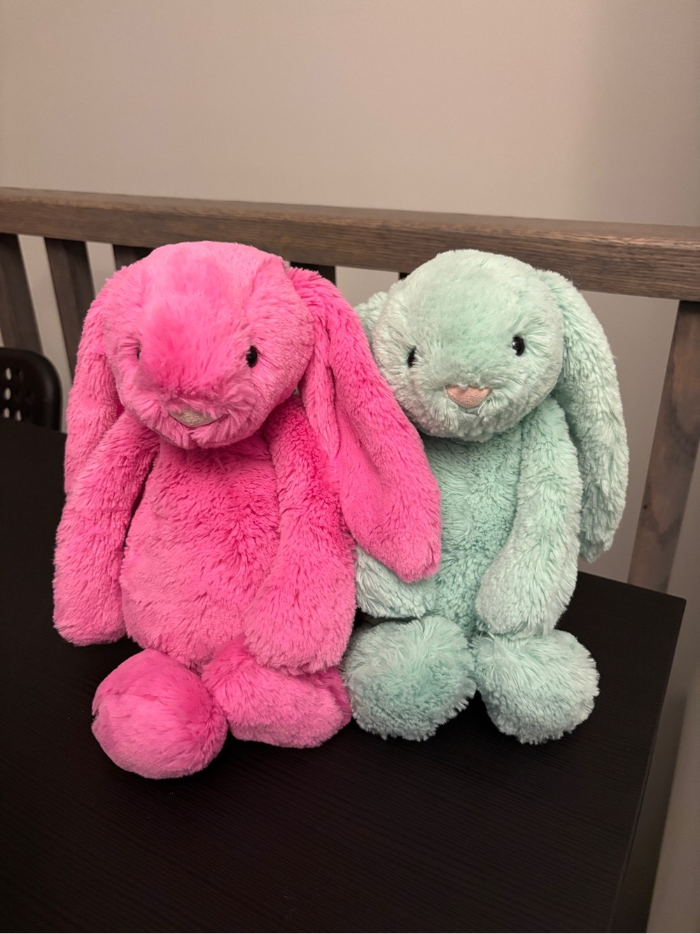 Retired Jellycat hot pink and mint bunnies